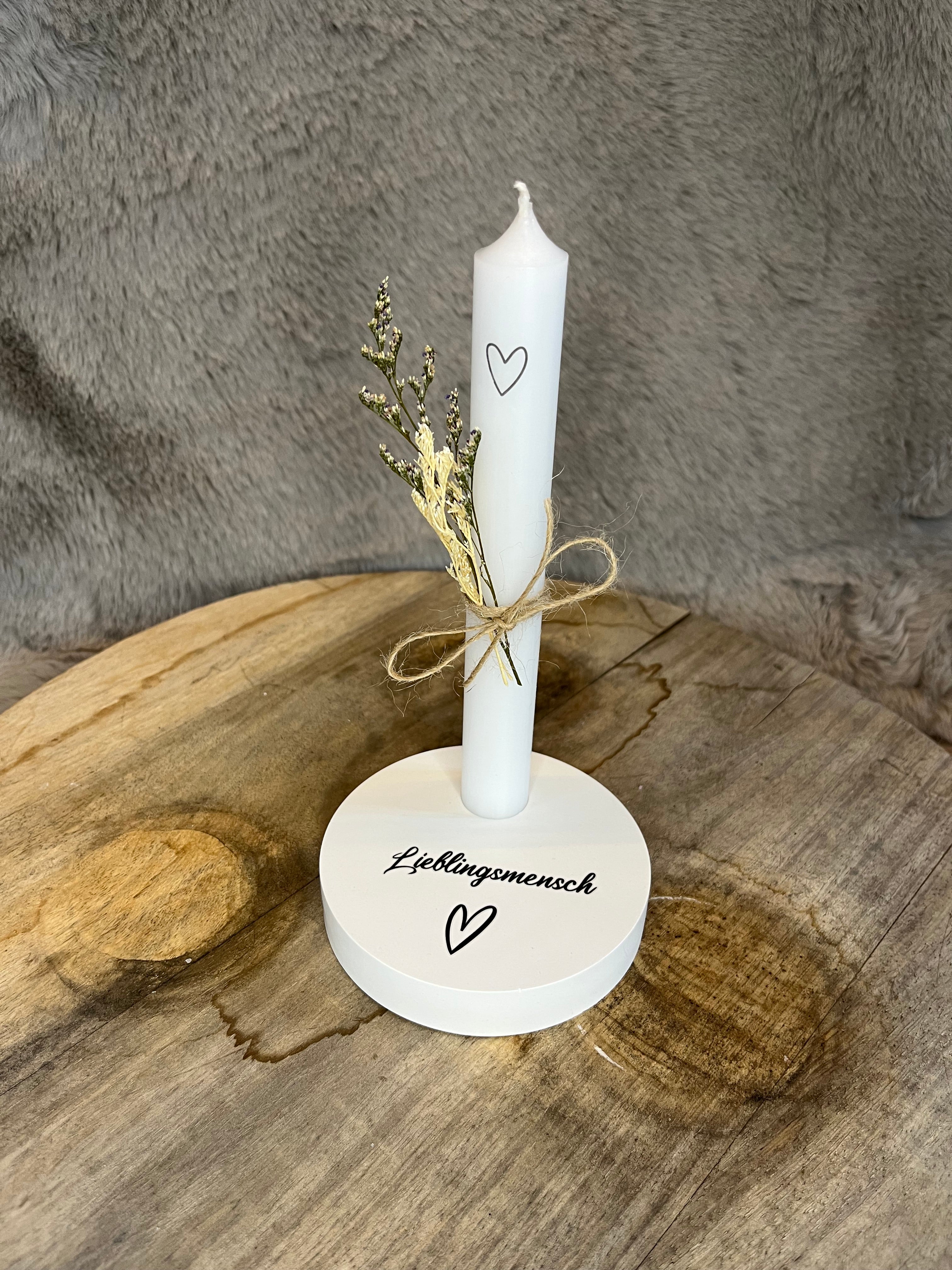 Kerzenhalter „Lieblingsmensch“ rund – handgegossene Dekoration